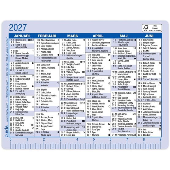 Kalenderkort 2027