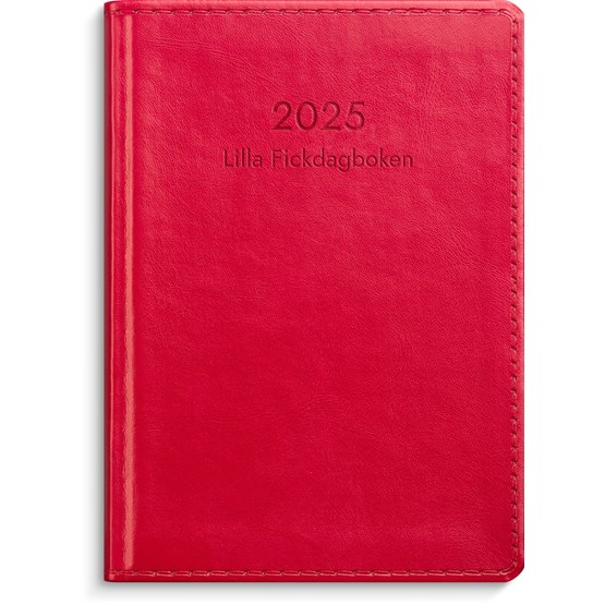 Kalender 2025 Lilla Fickdagboken rött konstläder