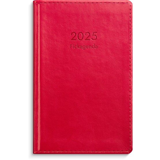 Kalender 2025 Fickagenda rött konstläder