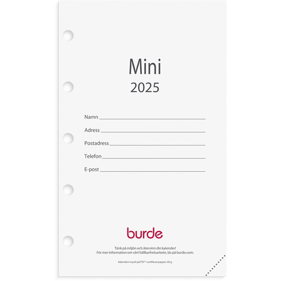 Kalender 2025 Mini kalendersats
