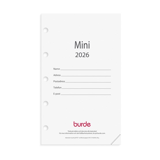 Kalender 2026 Mini kalendersats