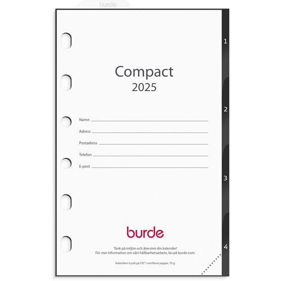 Kalender 2025 Compact grundsats