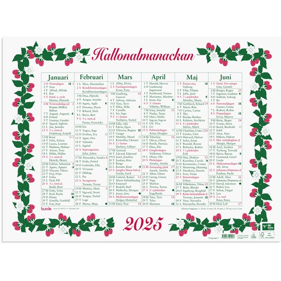Väggkalender 2025 Stora Hallonalmanackan