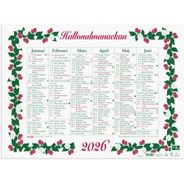 Väggkalender 2026 Stora Hallonalmanackan