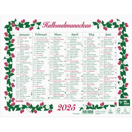 Väggkalender 2025 Lilla Hallonalmanackan