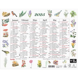 Väggkalender 2025 Lilla Naturalmanackan