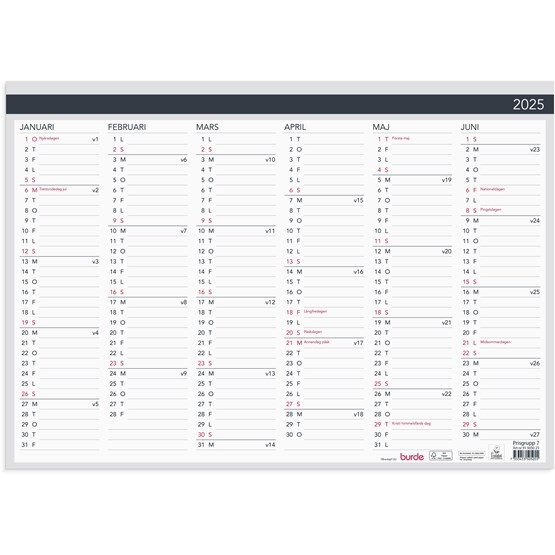 Väggkalender 2025 Väggblad Elegant 420x297mm