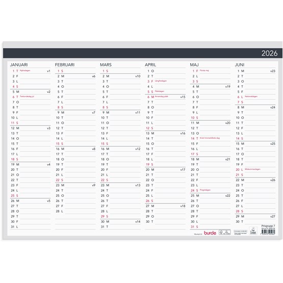 Väggkalender 2026 Väggblad Elegant 420x297mm