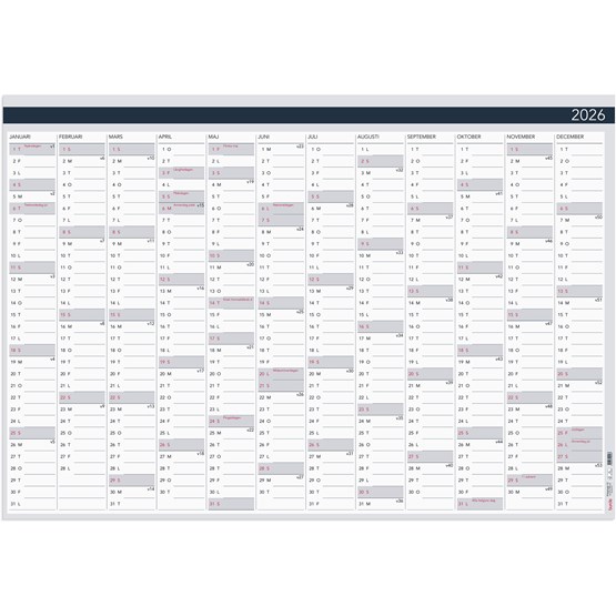 Väggkalender 2026 Väggblad Elegant 980x680mm