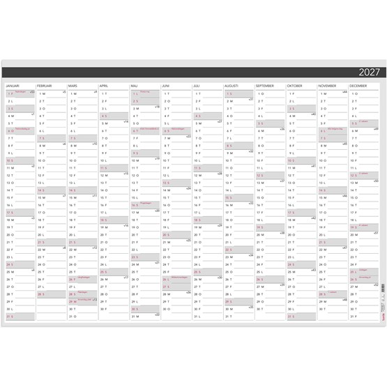 Väggkalender 2027 Väggblad Elegant 980x680mm