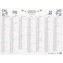 Väggkalender 2025 14-månaders väggblad
