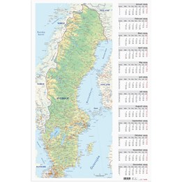 Väggkalender 2025 Väggblad Sverigekarta