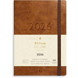 Kalender 2026 Liten Veckokalender Forma Deluxe brun