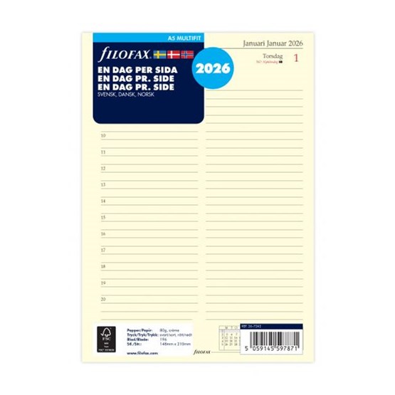 Filofax A5 Dagbok 2026 D/S