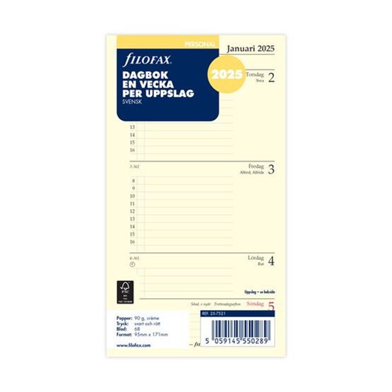 Filofax Personal Dagbok 2025 V/U