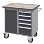Mobil arbetsbänk 5 lådor/1 skåp 955x600x925 RAL 7004/7024